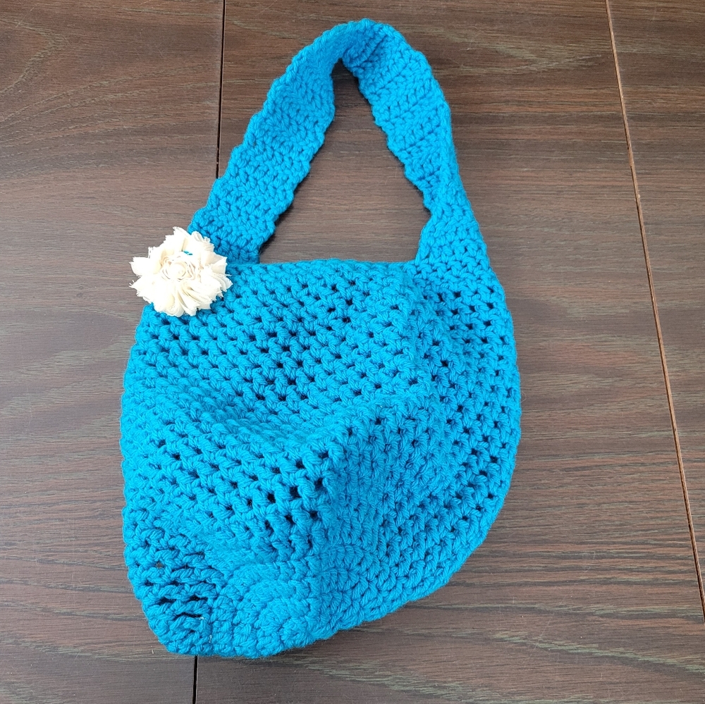Handmade crochet Blue market bag